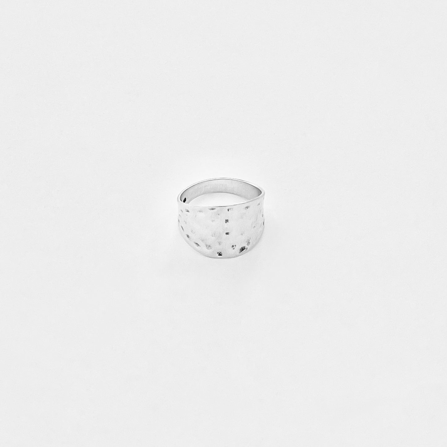925 Sterling Silver Statement Hammered Concave Ring | Boho Wide Silver Rings