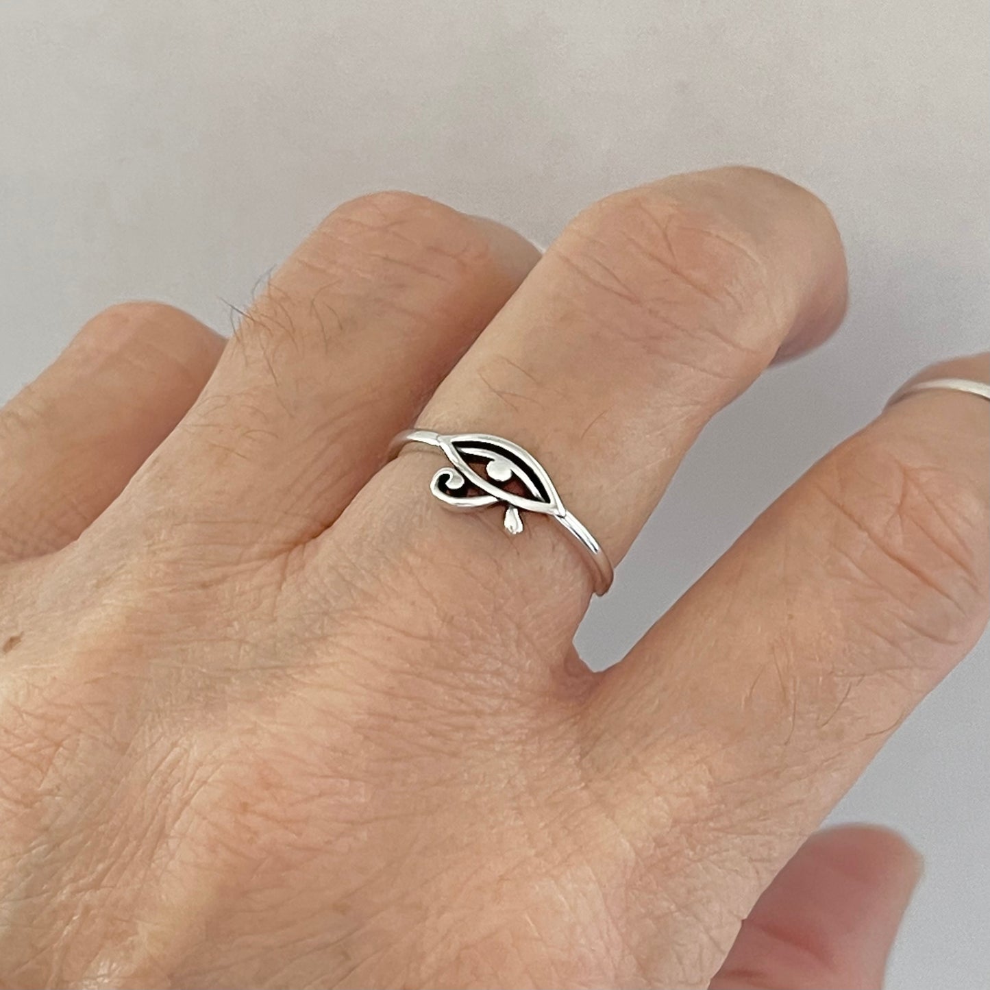 Sterling Silver Mini Ra Eye Ring, Eye of Horus Ring, Protection Silver Rings