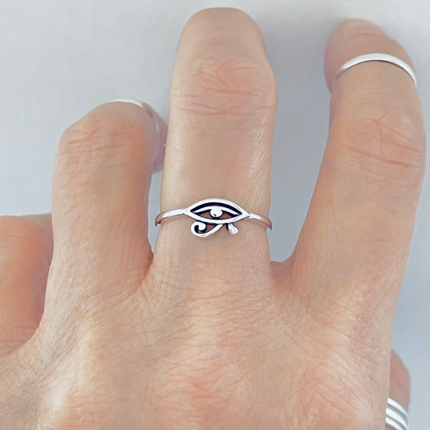 Sterling Silver Mini Dainty Ra Eye Ring | Eye of Horus Protection Rings