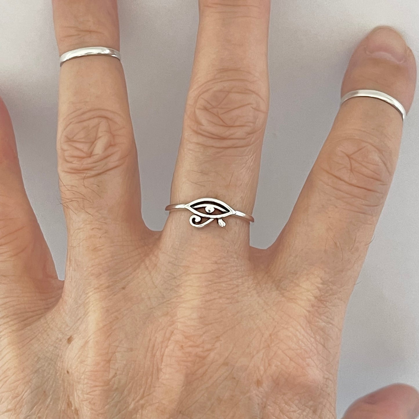 Sterling Silver Mini Ra Eye Ring, Eye of Horus Ring, Protection Silver Rings