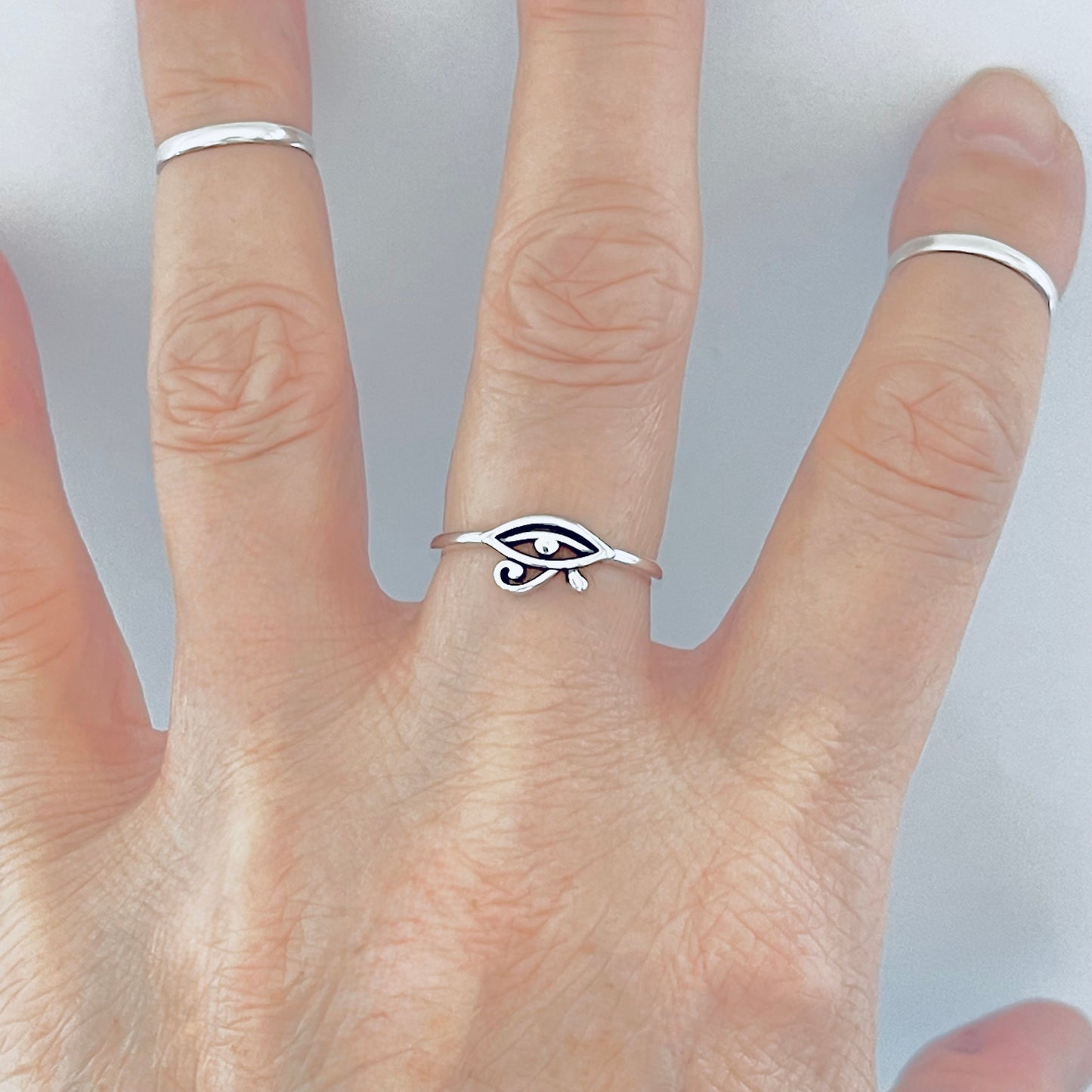 Sterling Silver Mini Dainty Ra Eye Ring | Eye of Horus Protection Rings