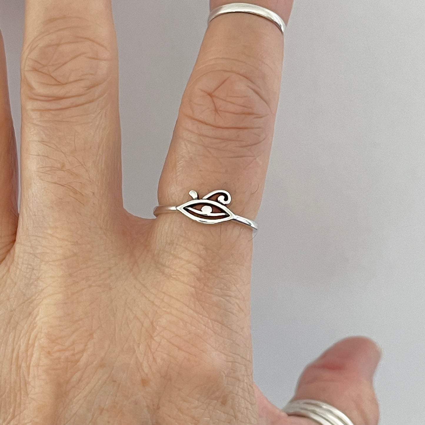 Sterling Silver Mini Ra Eye Ring, Eye of Horus Ring, Protection Silver Rings