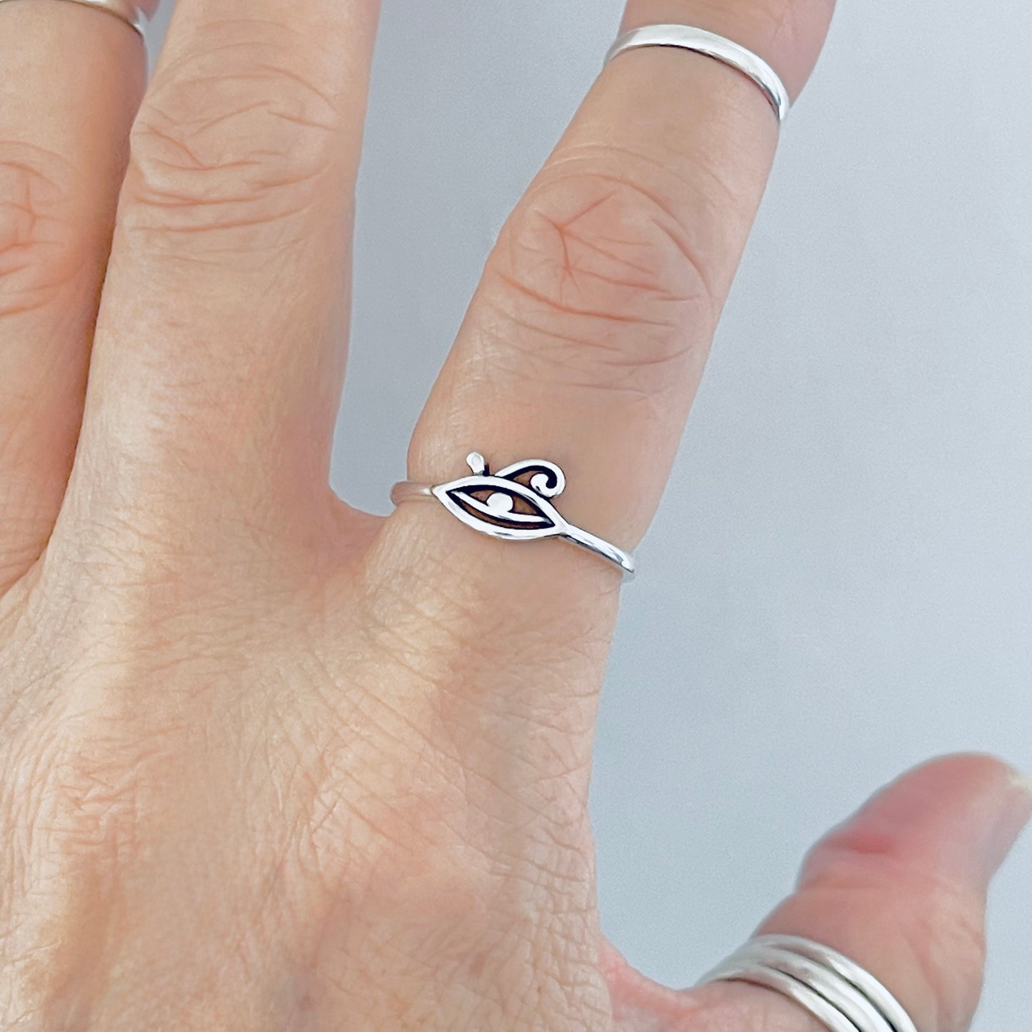 Sterling Silver Mini Dainty Ra Eye Ring | Eye of Horus Protection Rings