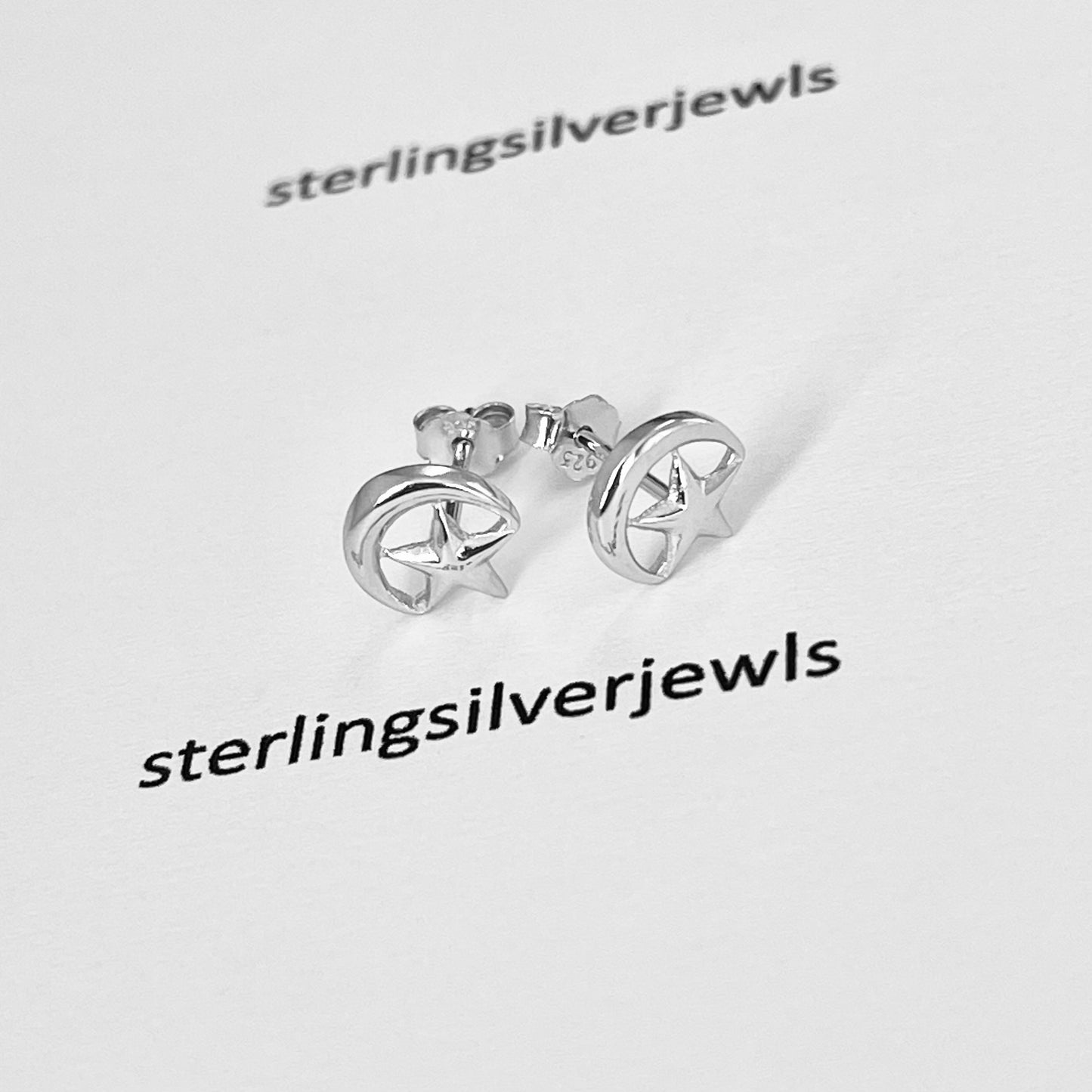 Sterling Silver Moon and Star Earring, Celestial Silver earring