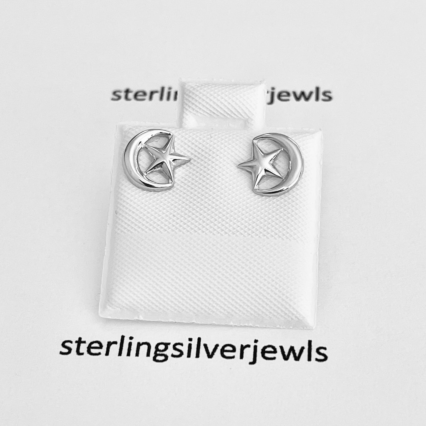 Sterling Silver Moon and Star Earring, Celestial Silver earring