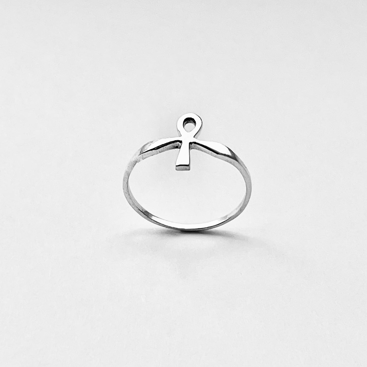 Sterling Silver Small Delicate Ankh Ring | Key of Life Dainty Cross Silver Rings