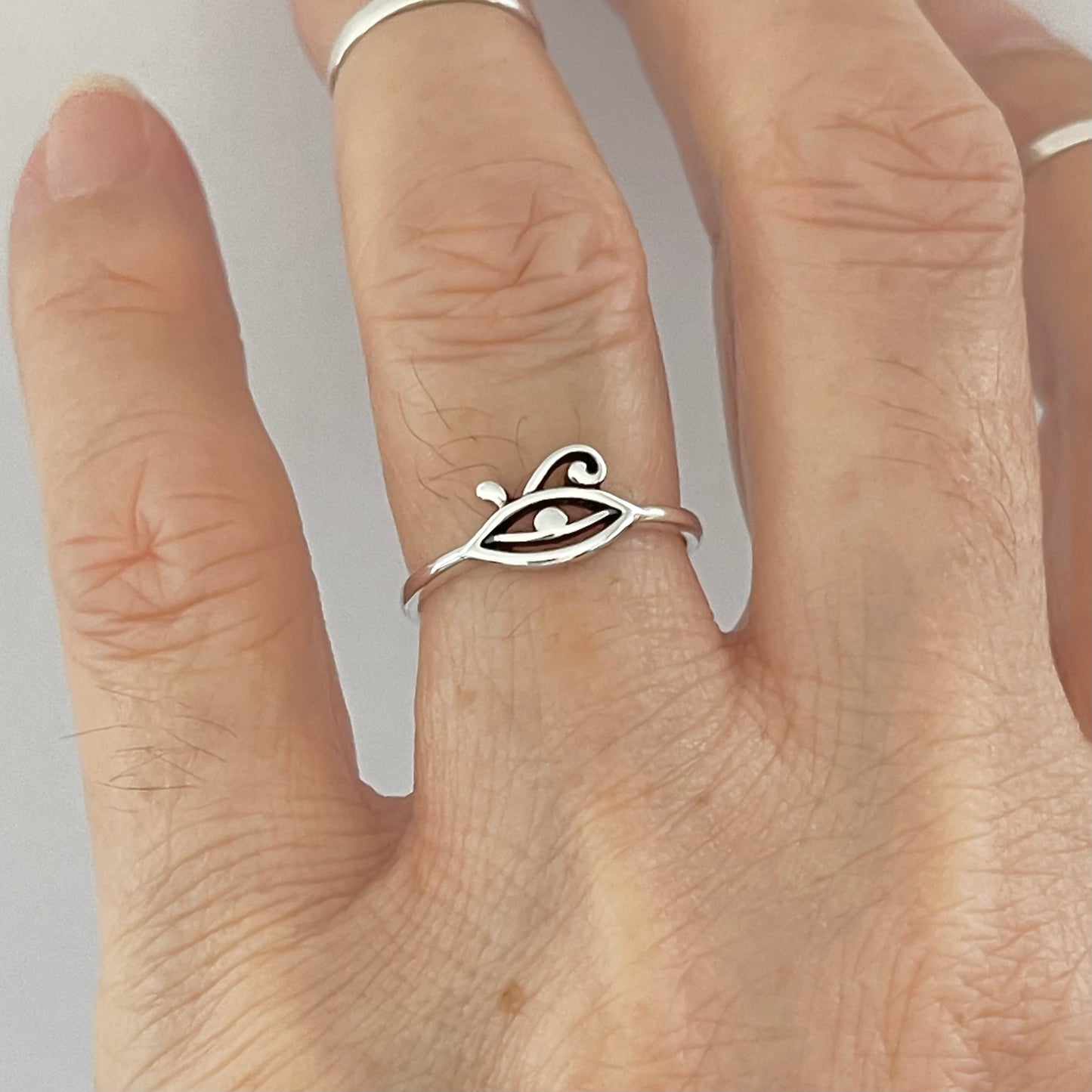 Sterling Silver Mini Ra Eye Ring, Eye of Horus Ring, Protection Silver Rings