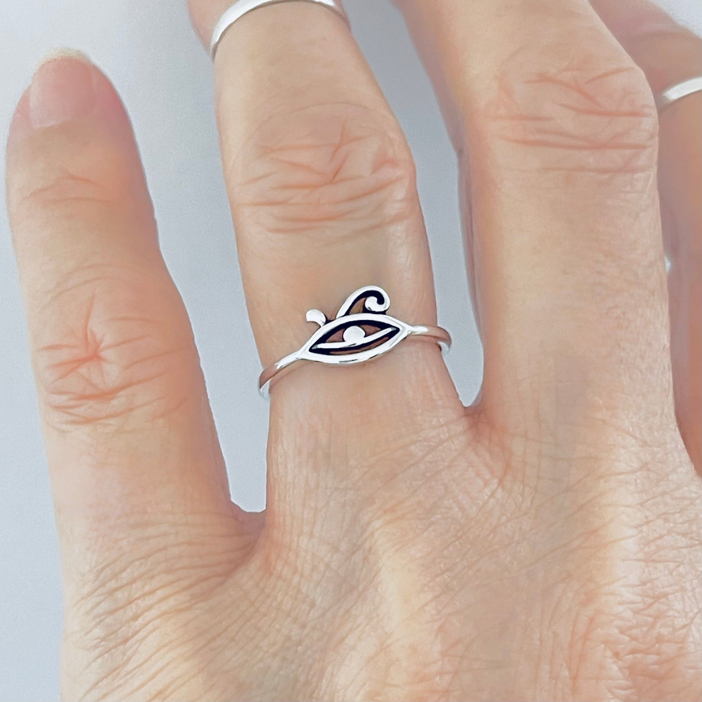 Sterling Silver Mini Dainty Ra Eye Ring | Eye of Horus Protection Rings