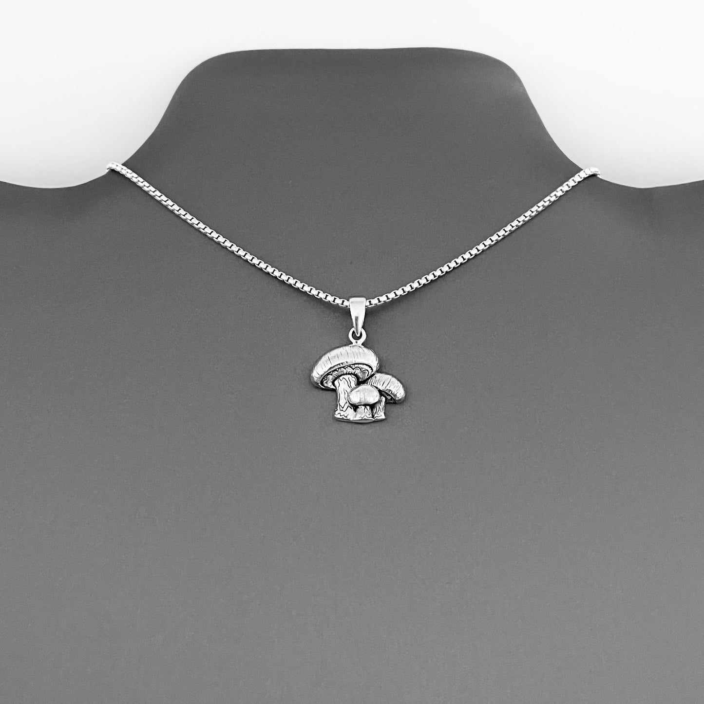 925 Sterling Silver Family of Three Mushroom Necklace | Plant & Fungus Inspired Jewelry