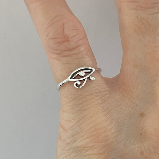 Sterling Silver Mini Ra Eye Ring, Eye of Horus Ring, Protection Silver Rings