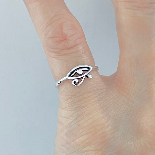 Sterling Silver Mini Dainty Ra Eye Ring | Eye of Horus Protection Rings