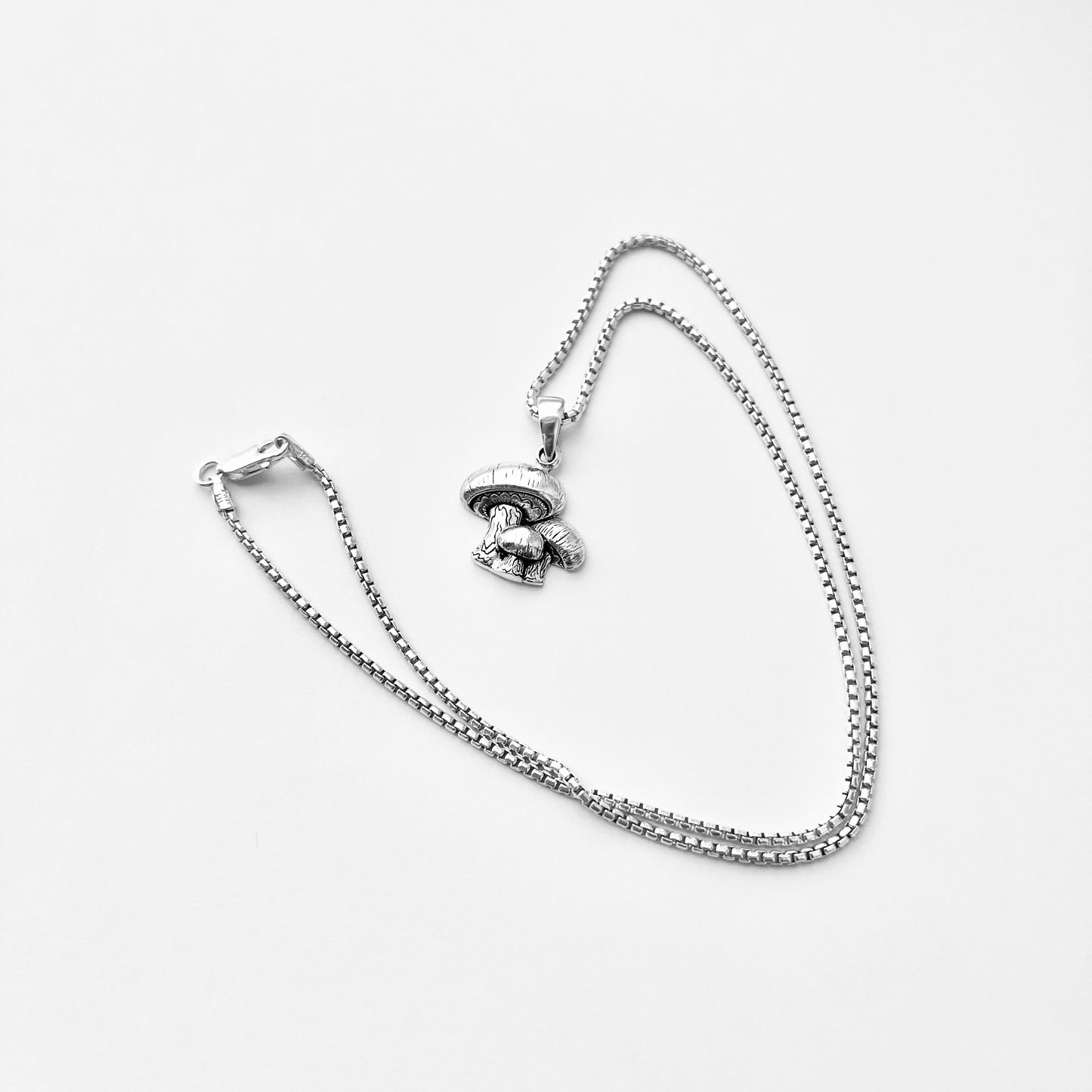 925 Sterling Silver Family of Three Mushroom Necklace | Plant & Fungus Inspired Jewelry