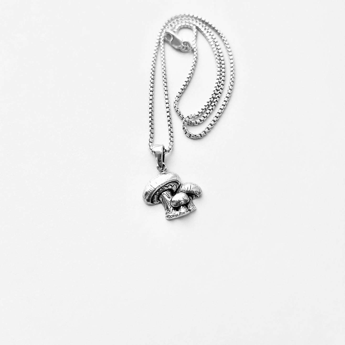 925 Sterling Silver Family of Three Mushroom Necklace | Plant & Fungus Inspired Jewelry