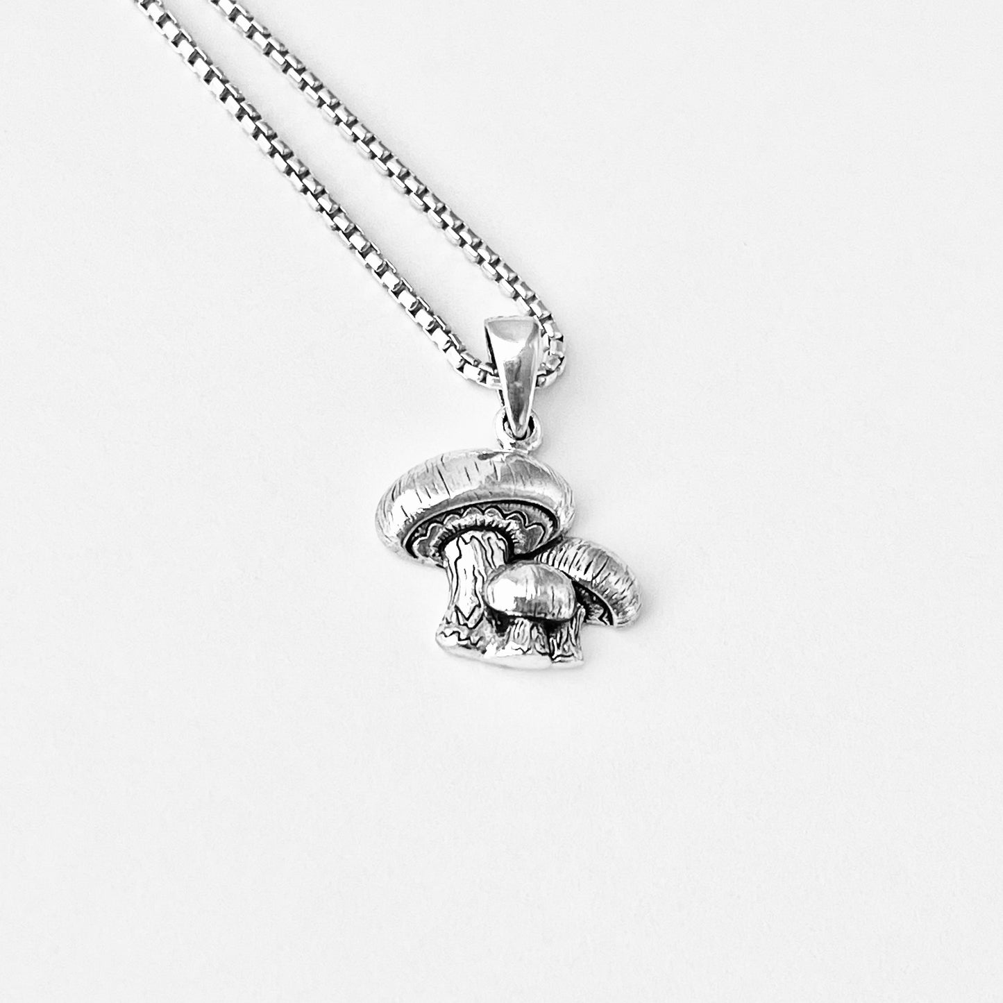 925 Sterling Silver Family of Three Mushroom Necklace | Plant & Fungus Inspired Jewelry