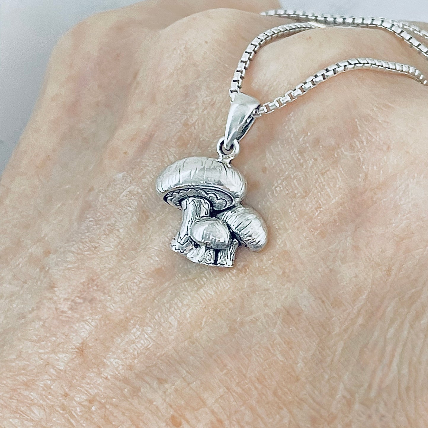 925 Sterling Silver Family of Three Mushroom Necklace | Plant & Fungus Inspired Jewelry