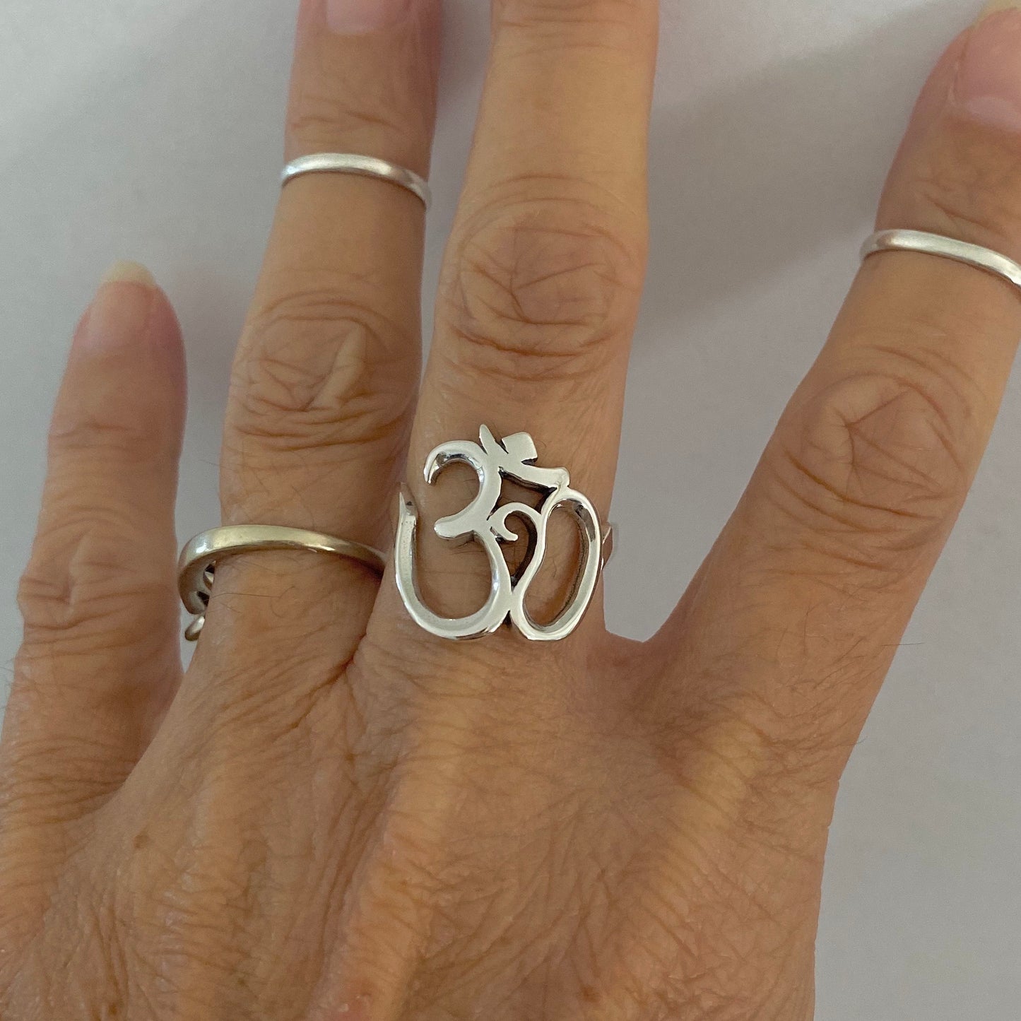 Sterling Silver Large OM Ring, Yoga Ring, Silver Rings