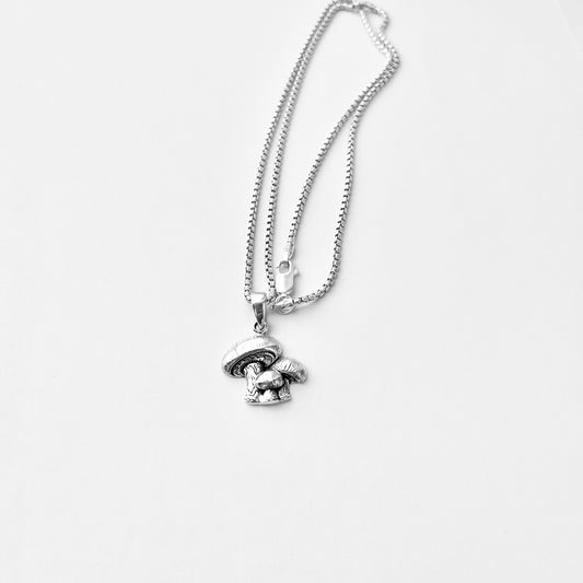 Sterling Silver Family of Three Mushroom Necklace, Fungus Necklaces, Fruit Chain, Luck Chains