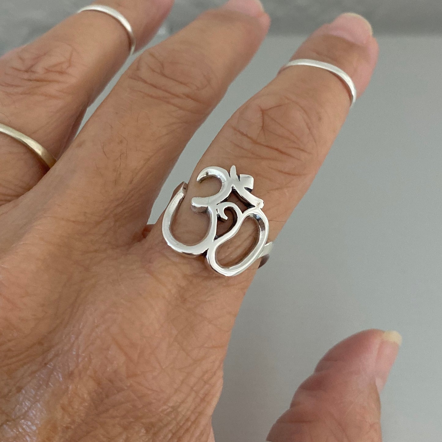 Sterling Silver Large OM Ring, Yoga Ring, Silver Rings