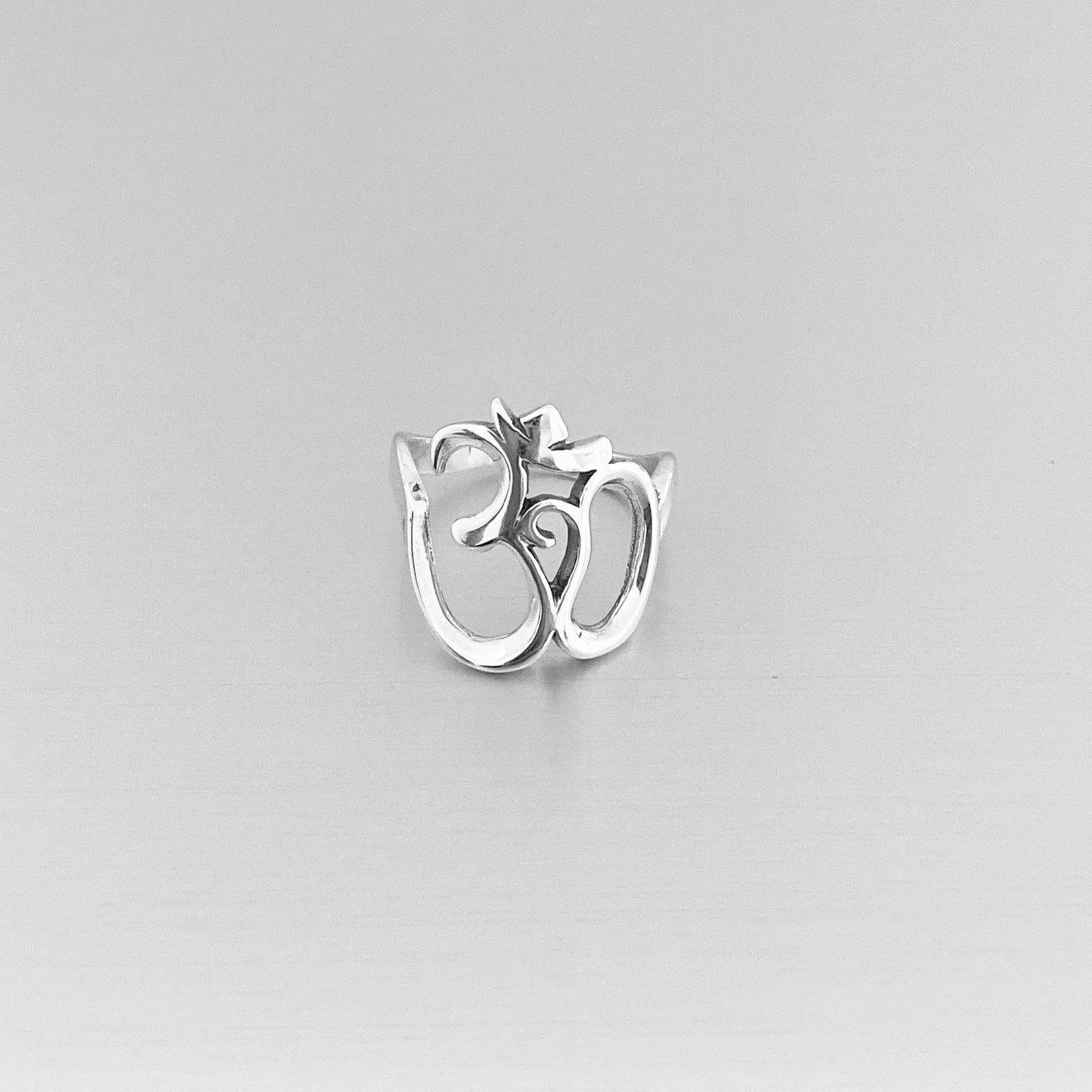 Sterling Silver Large OM Ring, Yoga Ring, Silver Rings