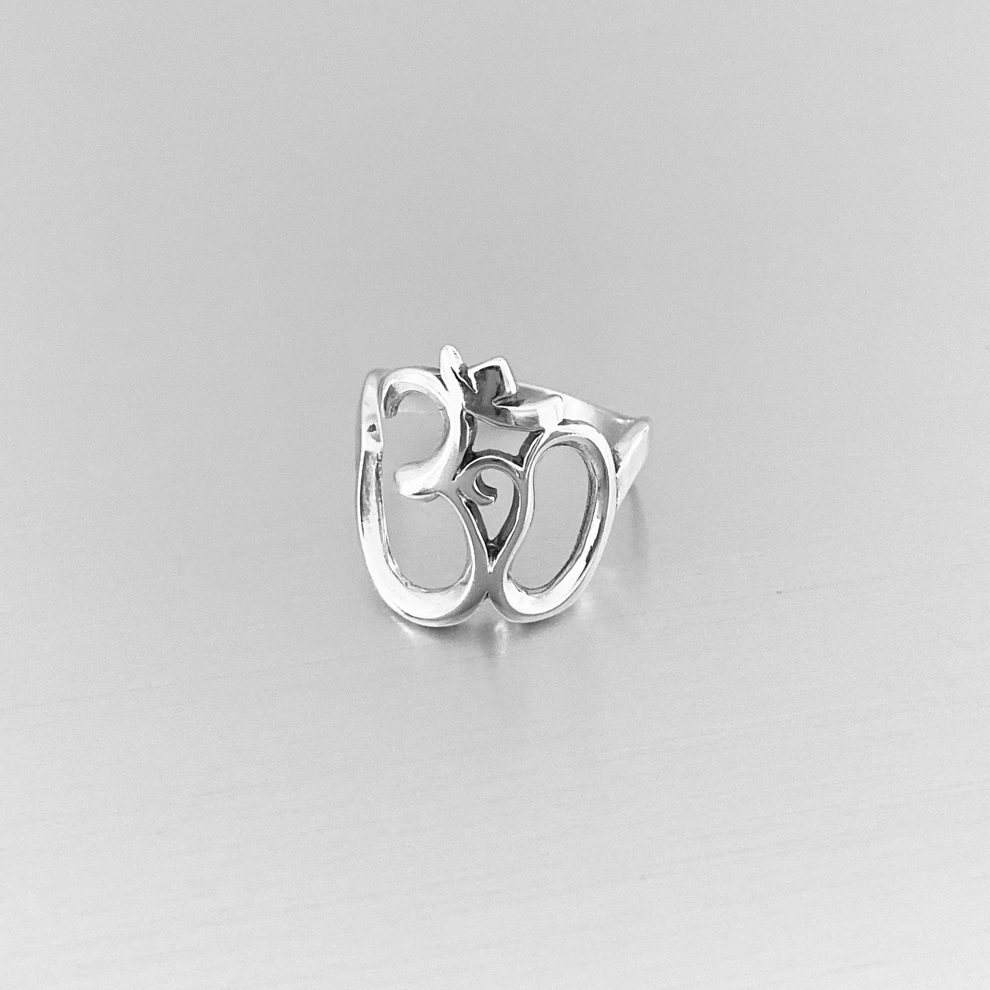 Sterling Silver Large OM Ring, Yoga Ring, Silver Rings