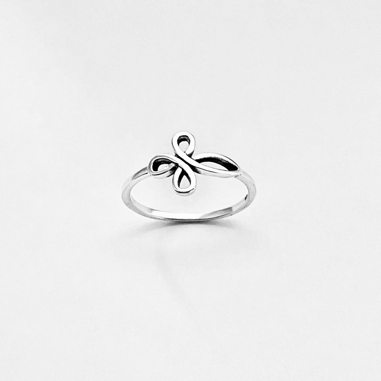 925 Sterling Silver Sideway Intertwined Cross Ring | Dainty Celtic Loops Religious Faith Jewelry