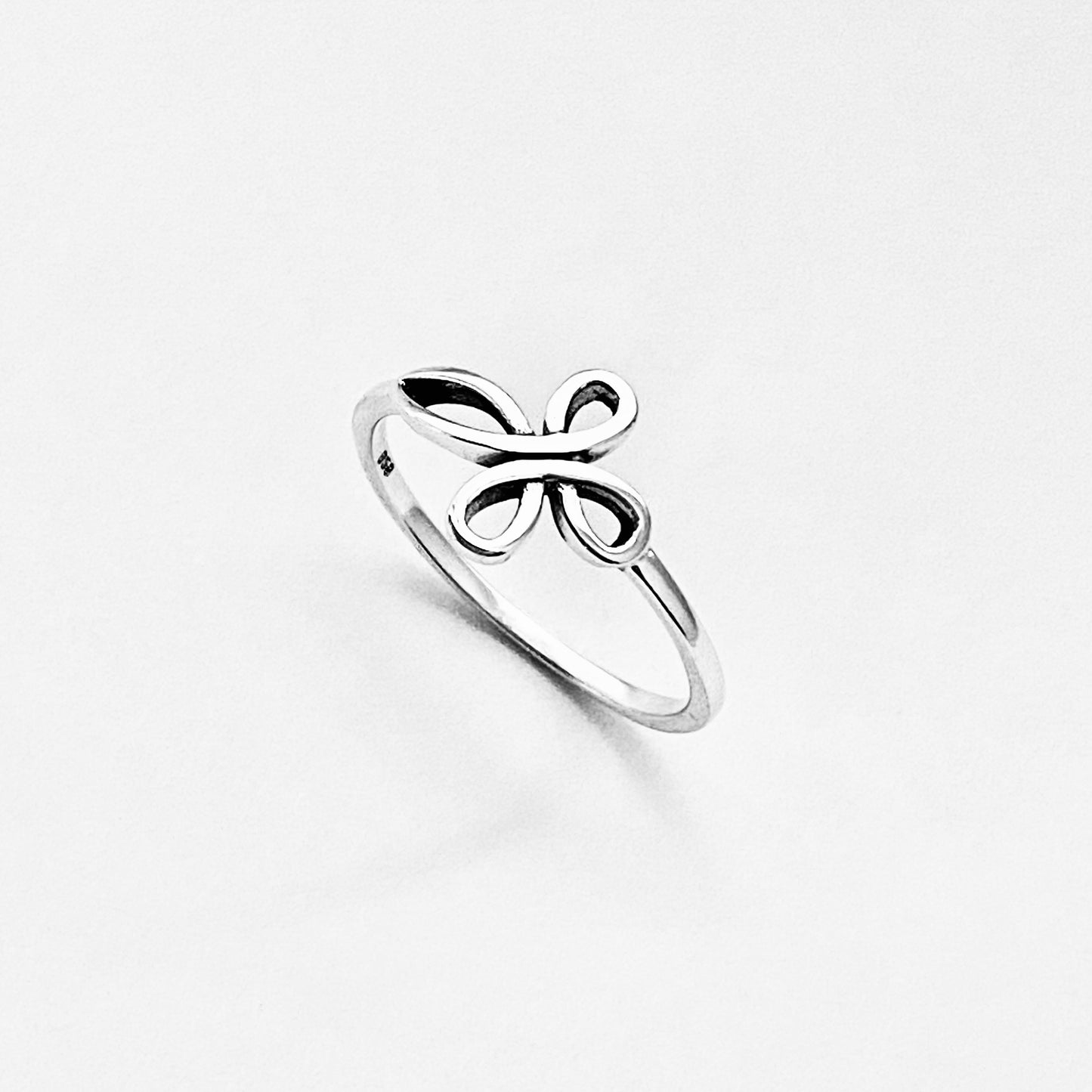 925 Sterling Silver Sideway Intertwined Cross Ring | Dainty Celtic Loops Religious Faith Jewelry