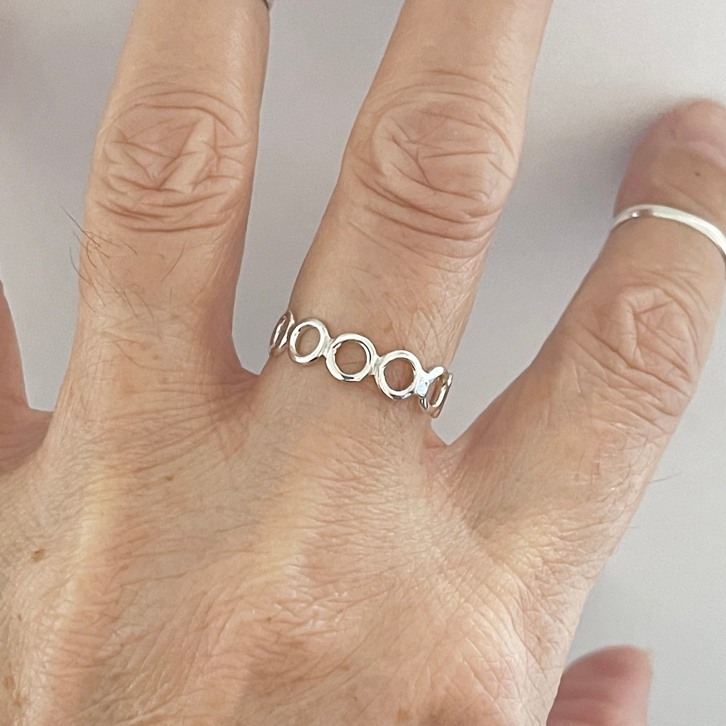 Sterling Silver Thin Small Eternity Open Circle Band, Halo Ring, Silver Rings