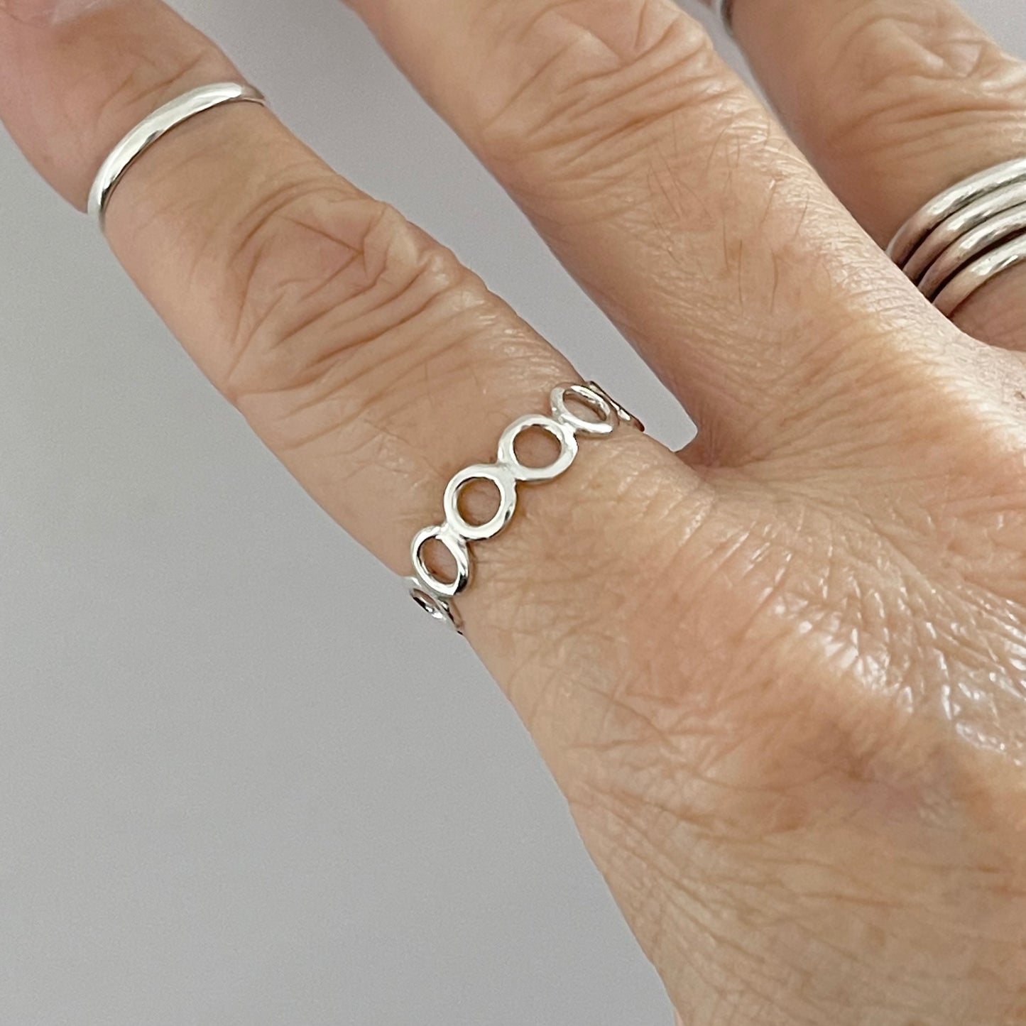 Sterling Silver Thin Small Eternity Open Circle Band, Halo Ring, Silver Rings