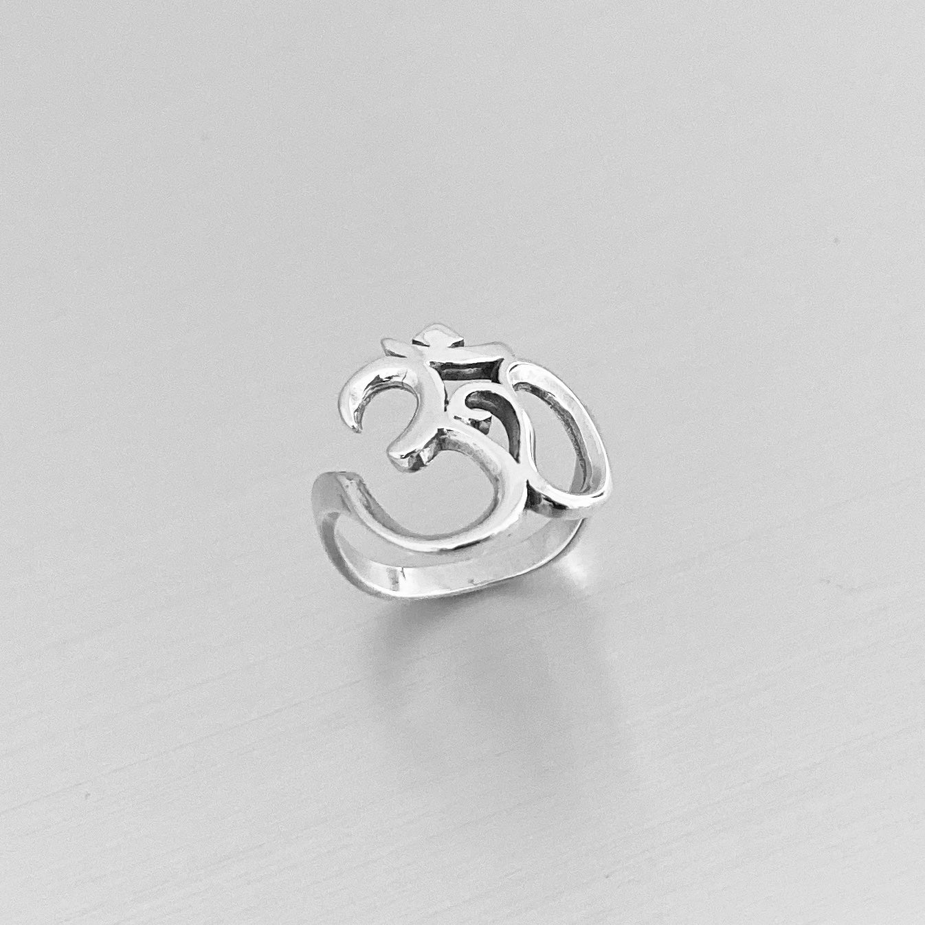 Sterling Silver Large OM Ring, Yoga Ring, Silver Rings