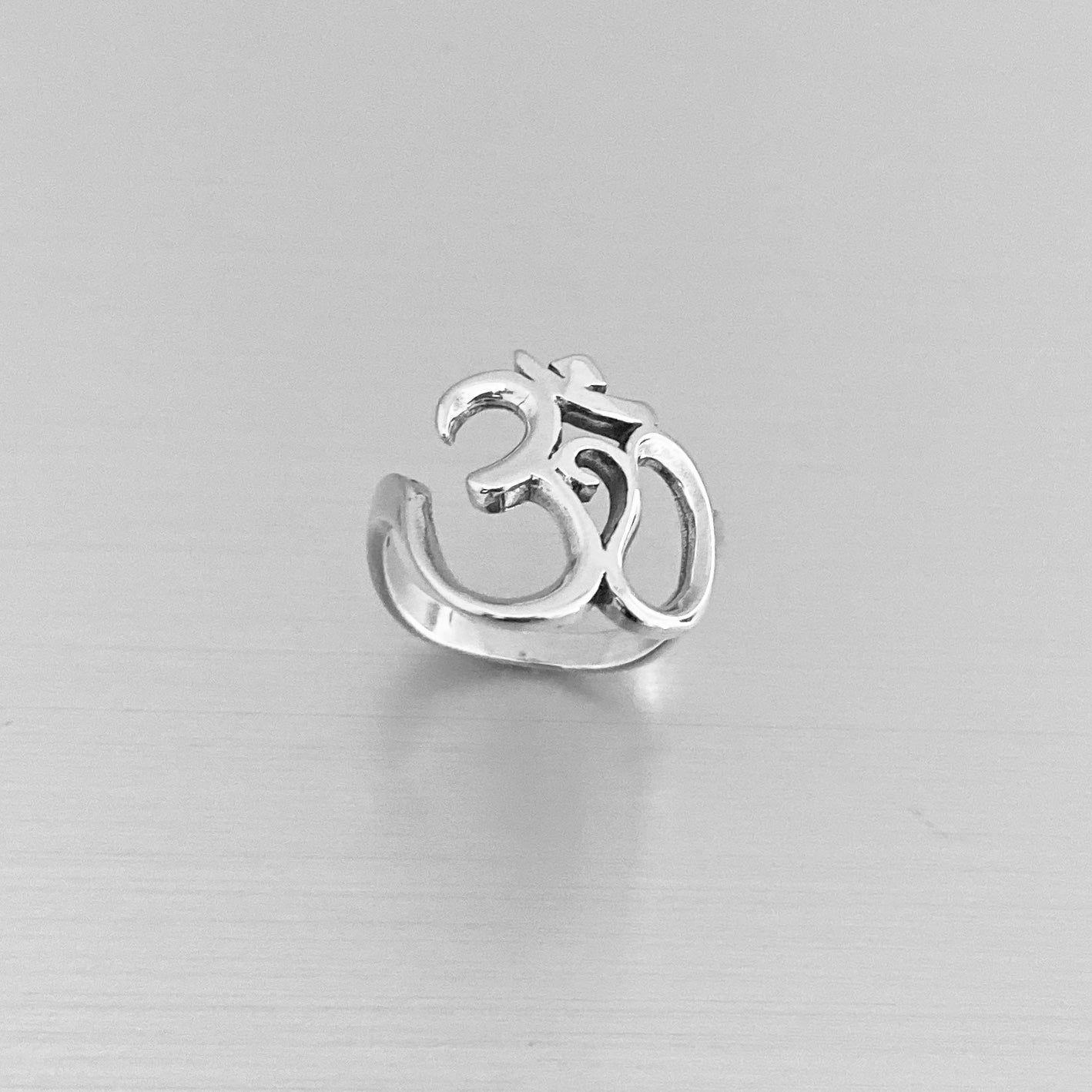 Sterling Silver Large OM Ring, Yoga Ring, Silver Rings