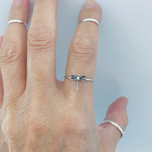 Sterling Silver Dainty Little Delicate Dragonfly Ring, Spirit Bugs, Silver Rings, Insect Bug