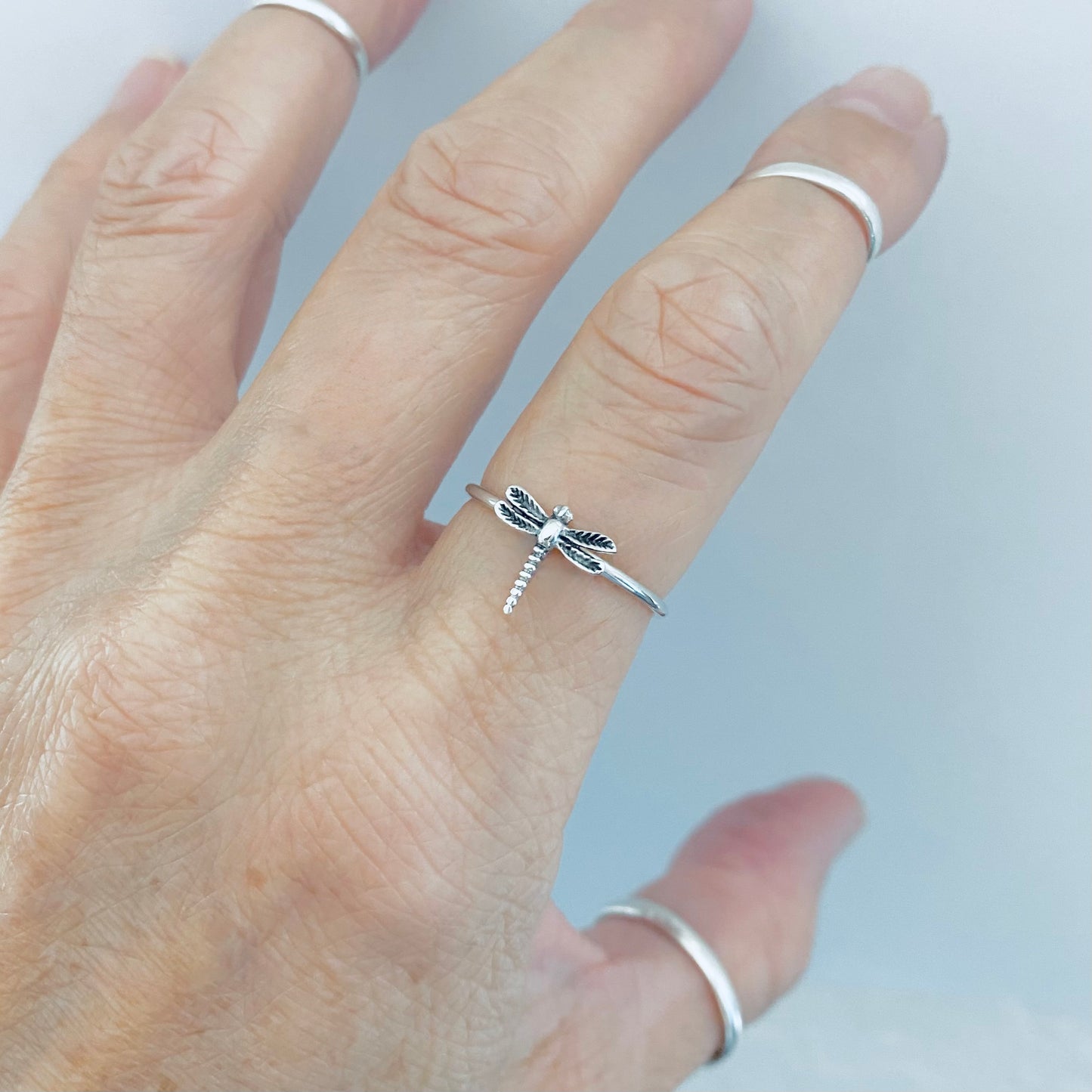 Sterling Silver Dainty Little Delicate Dragonfly Ring, Spirit Bugs, Silver Rings, Insect Bug