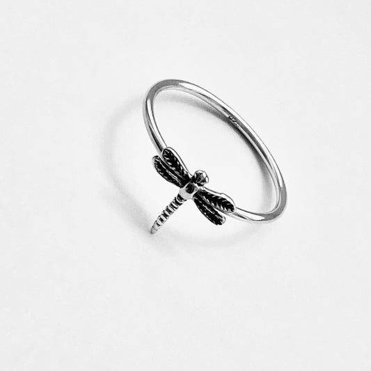 925 Sterling Silver Dainty Dragonfly Ring | Delicate Spirit Bug Silver Ring