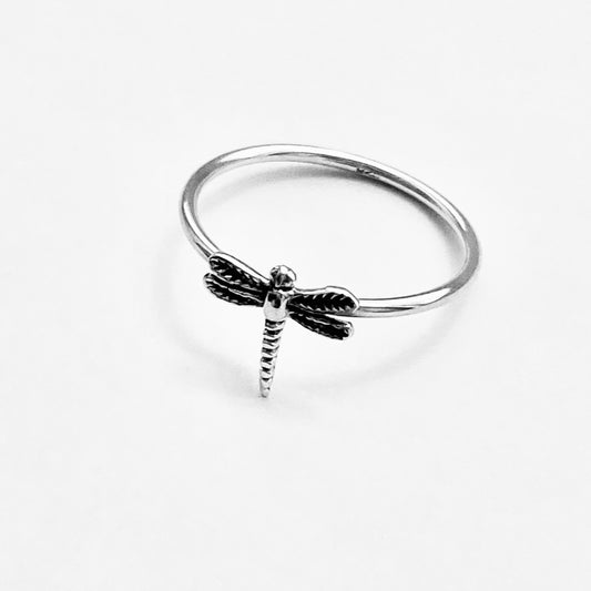 925 Sterling Silver Delicate Small Dragonfly Ring | Dainty Spirit Bug Rings