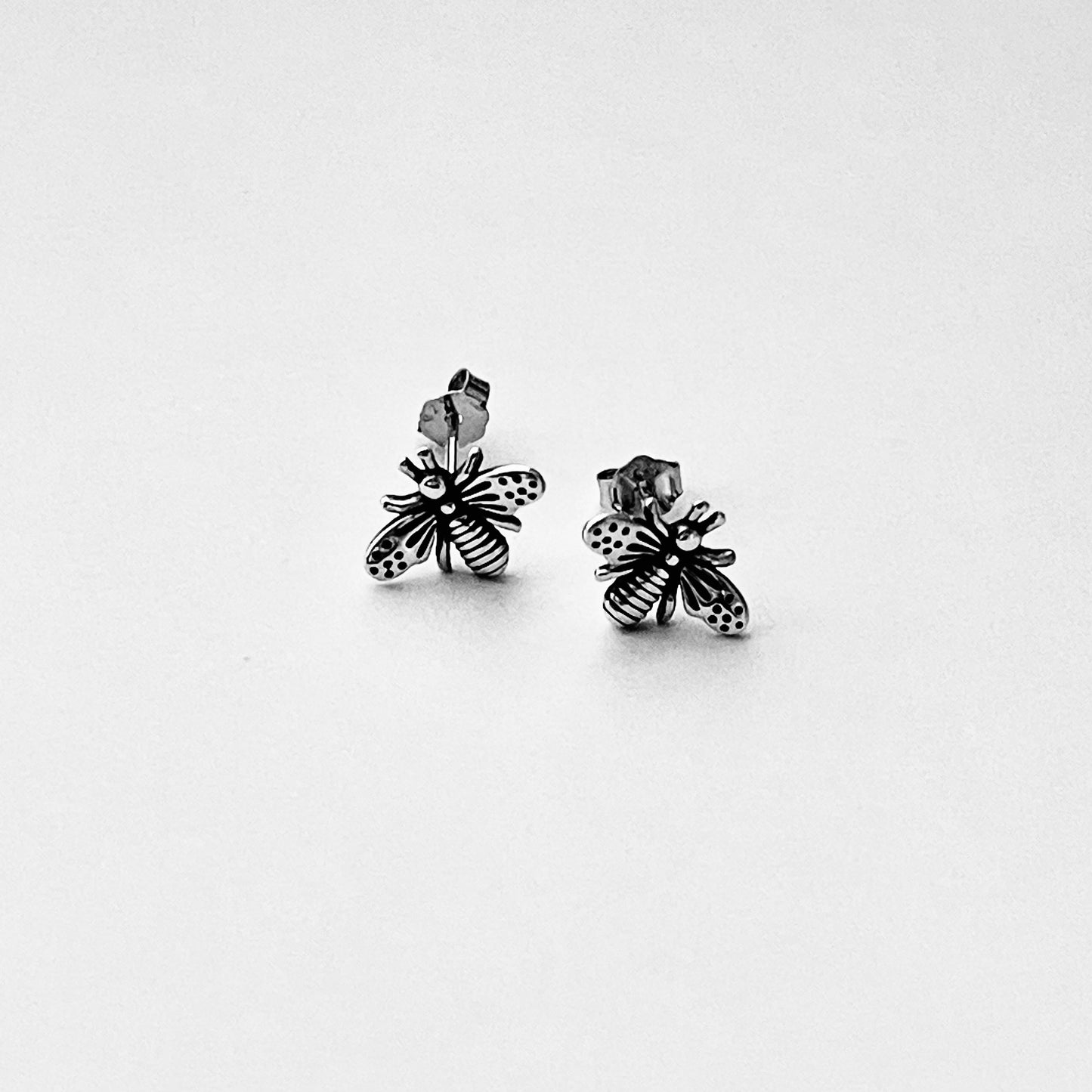 Sterling Silver Bumblebee Stud Earring, Bug Silver Earrings, Bee Earring