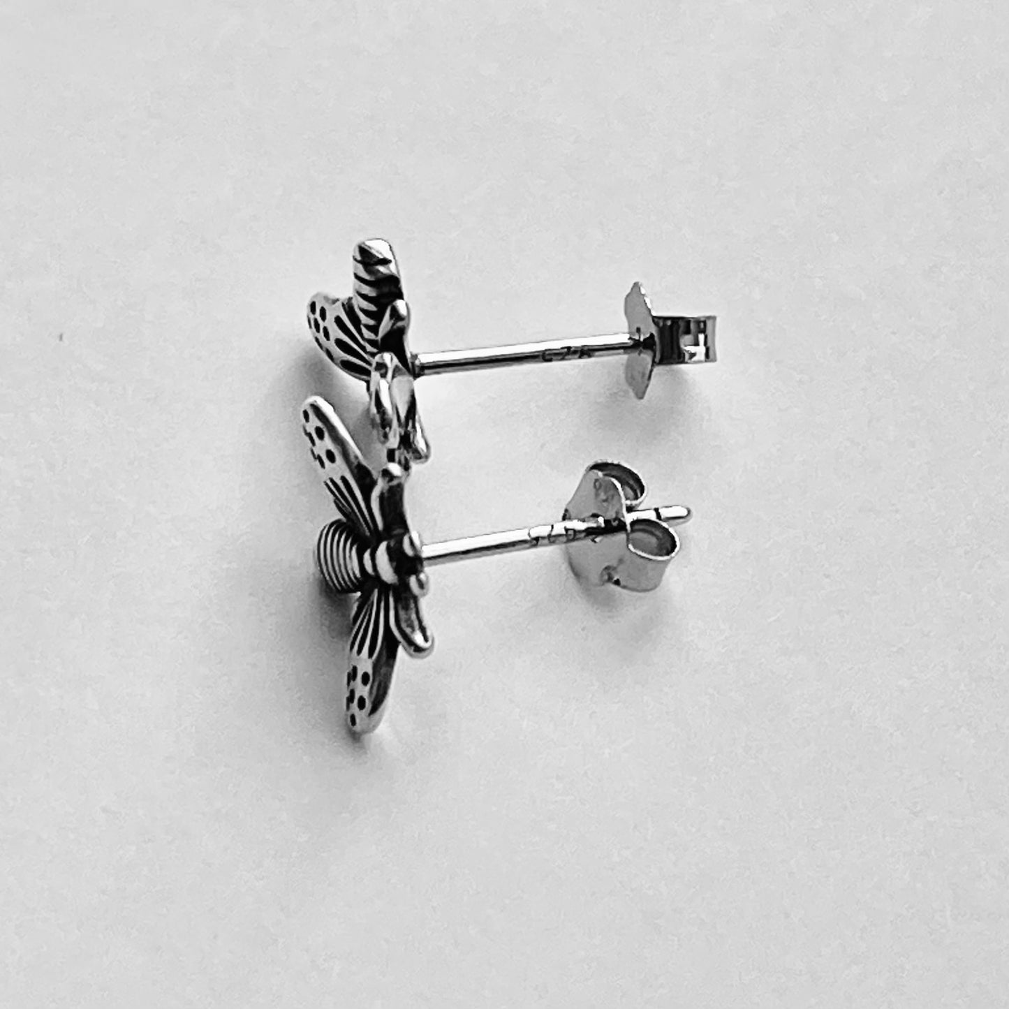 Sterling Silver Bumblebee Stud Earring, Bug Silver Earrings, Bee Earring