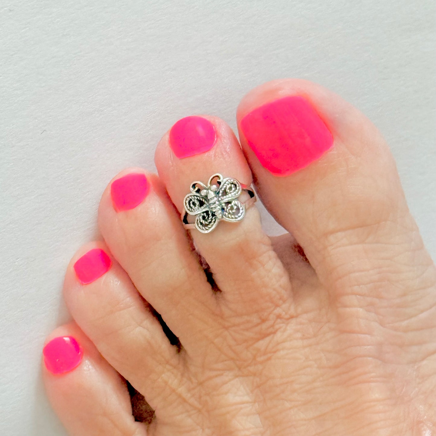 925 Sterling Silver Butterfly Toe Ring | Dainty Bug & Insect Jewelry