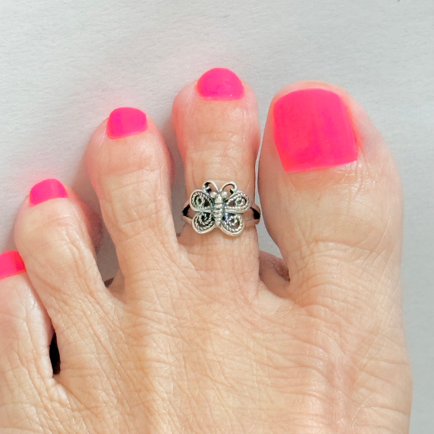 925 Sterling Silver Butterfly Toe Ring | Dainty Bug & Insect Jewelry
