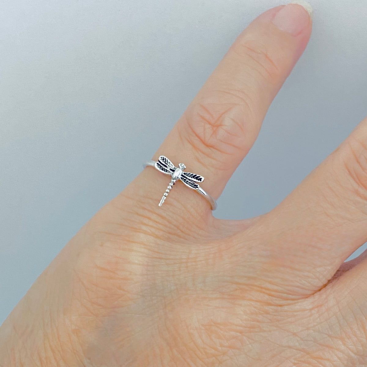 925 Sterling Silver Delicate Small Dragonfly Ring | Dainty Spirit Bug Rings