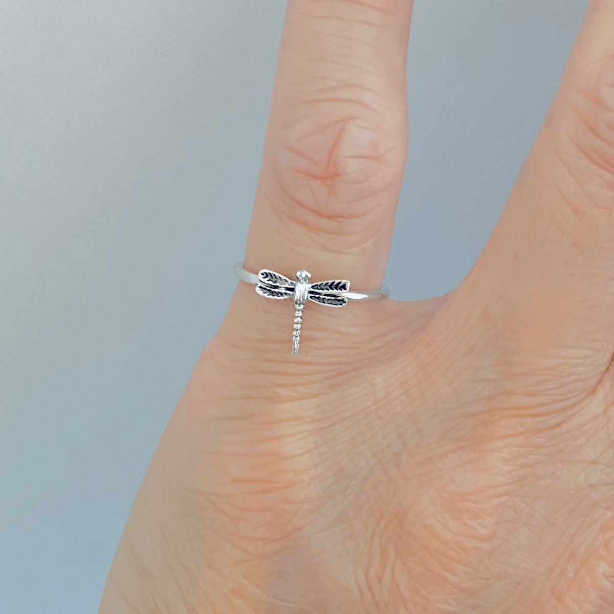 925 Sterling Silver Delicate Small Dragonfly Ring | Dainty Spirit Bug Rings