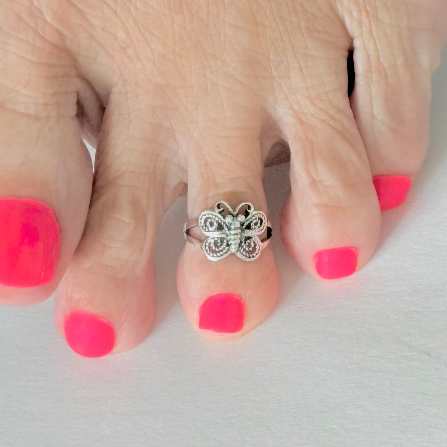 925 Sterling Silver Butterfly Toe Ring | Dainty Bug & Insect Jewelry
