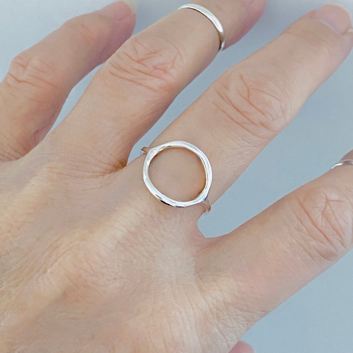 925 Sterling Silver Large Thin Open Circle Ring | Circle of Life & Halo Jewelry