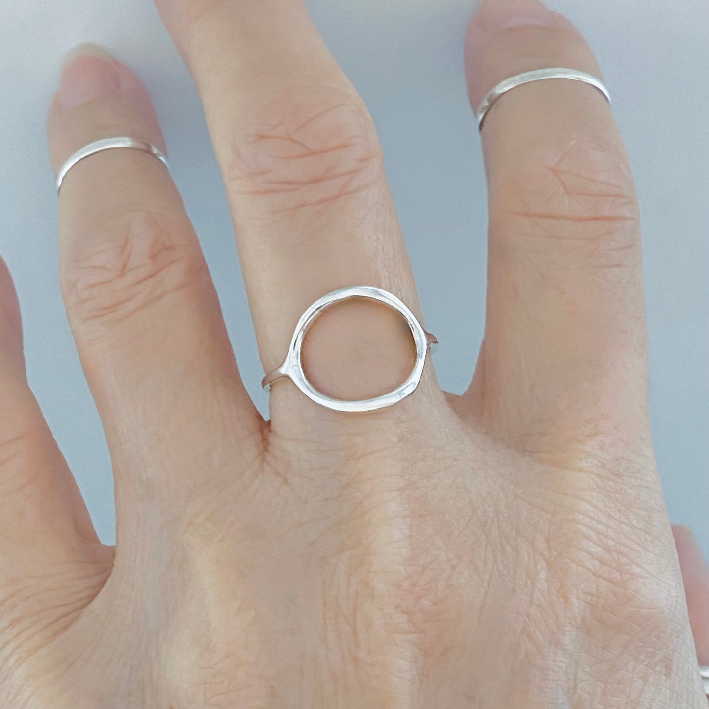 925 Sterling Silver Large Thin Open Circle Ring | Circle of Life & Halo Jewelry