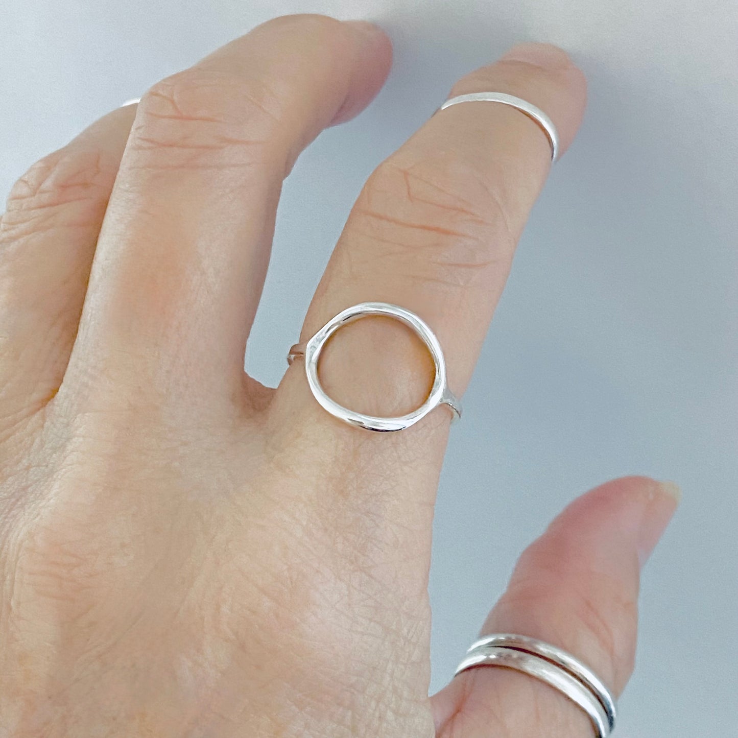 925 Sterling Silver Large Thin Open Circle Ring | Circle of Life & Halo Jewelry
