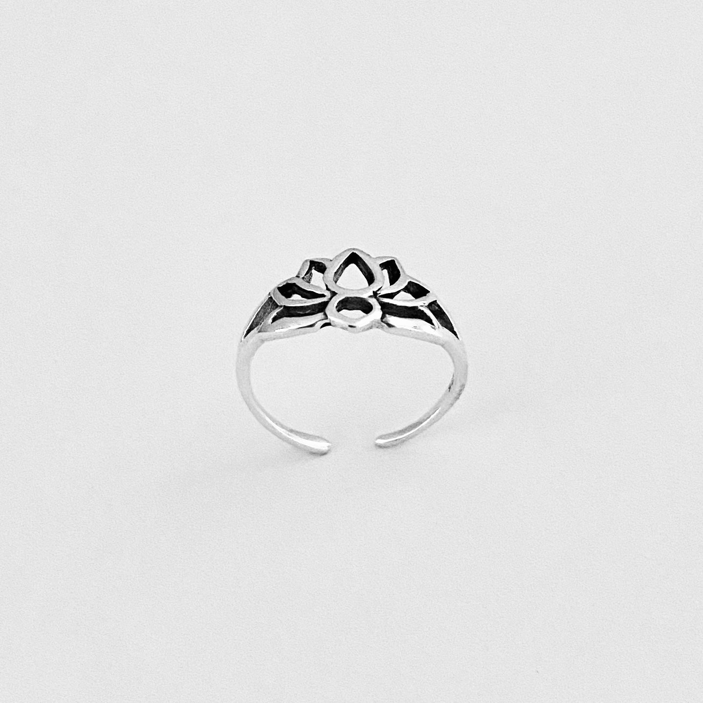 Sterling Silver Lotus Toe Ring, Flower Silver Rings, Spirit Ring