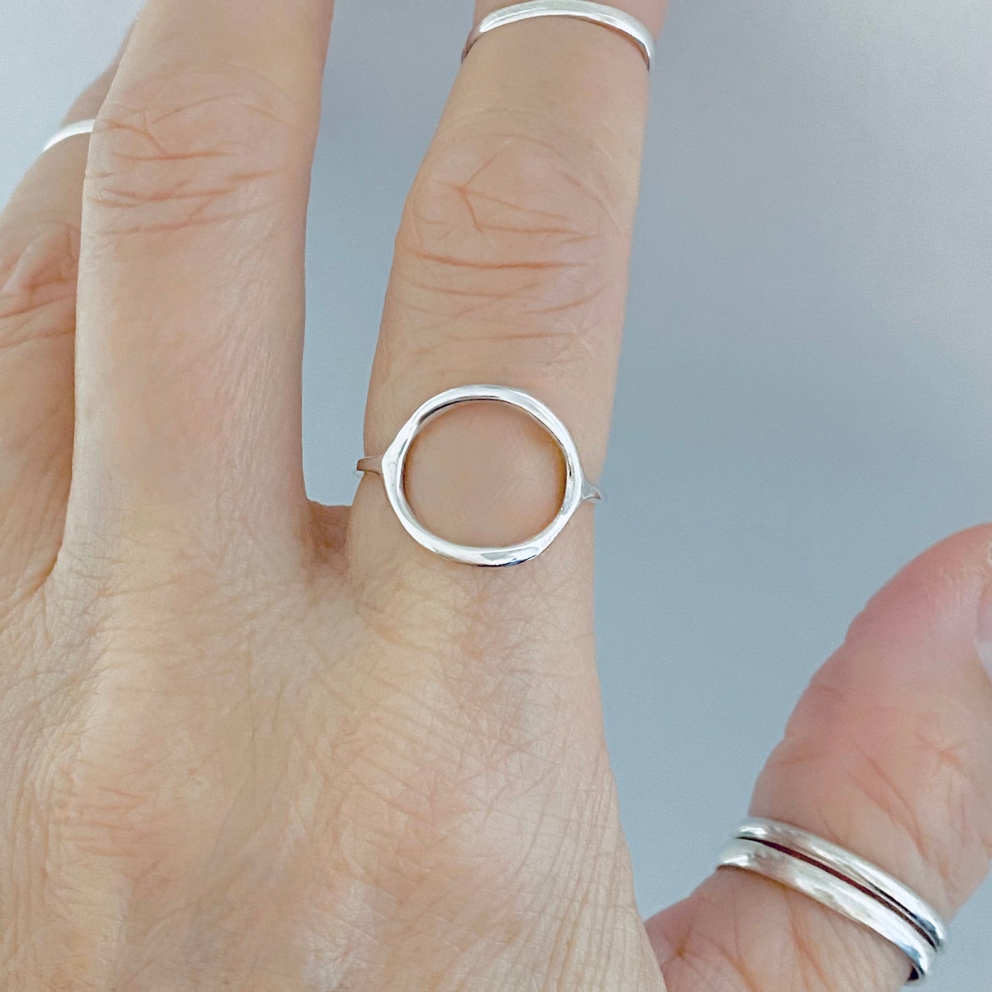 925 Sterling Silver Large Thin Open Circle Ring | Circle of Life & Halo Jewelry