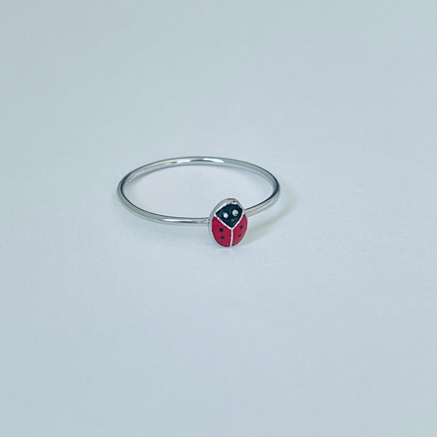 925 Sterling Silver Dainty Tiny Ladybug Ring | Spirit Bug Nature Silver Rings