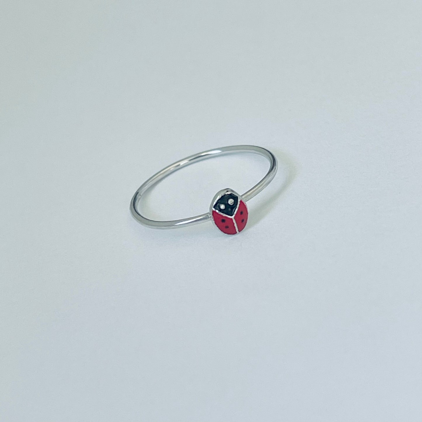 925 Sterling Silver Dainty Tiny Ladybug Ring | Spirit Bug Nature Silver Rings