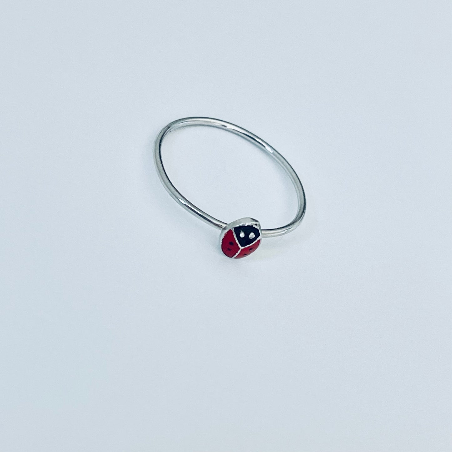 925 Sterling Silver Dainty Tiny Ladybug Ring | Spirit Bug Nature Silver Rings