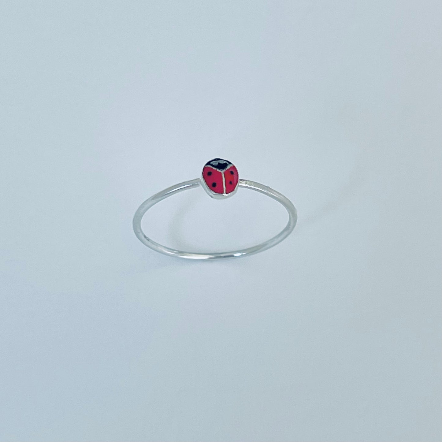 925 Sterling Silver Dainty Tiny Ladybug Ring | Spirit Bug Nature Silver Rings